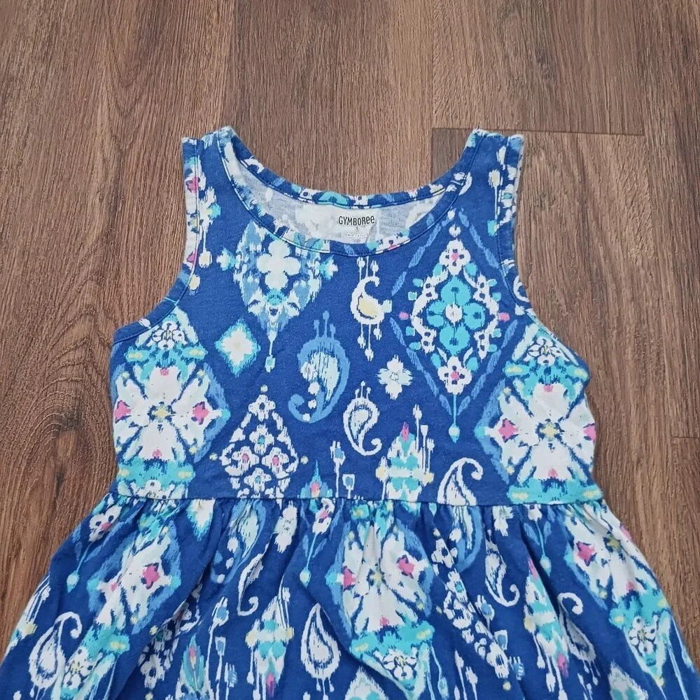 Gymboree‎ Size S TRUE BLUE SUMMER Dress Maxi Pattern Ikat Comfy Cotton Girls